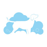 Fototapeta Dinusie - Dog logo for grooming salon with dog in foam