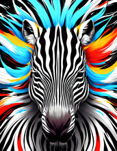 A Zebra Head Splash Art. AI Generated Illustration