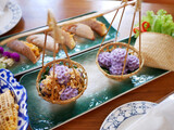 Fototapeta Storczyk - CHOR MUANG : Traditional Thai dessert on bamboo dish