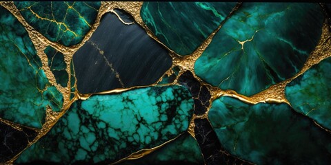Wall Mural - gold and green marble stone textured background wallpaper. generative ai
