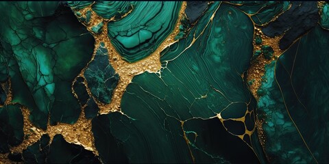 Wall Mural - gold and green marble stone textured background wallpaper. generative ai