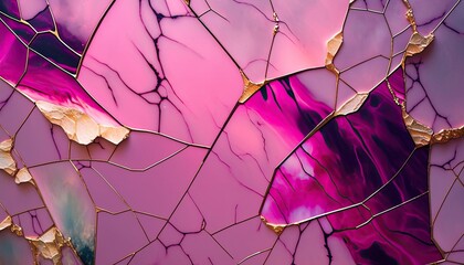 Wall Mural - gold and pink marble stone textured background wallpaper. generative ai illustration