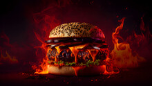 Massive Tasty Burger Wallpaper Fast Food Background, Ai Generated