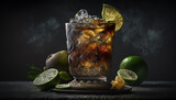 Fototapeta Most - The most elegant the most beautiful delicious Dark 'N' Stormy cocktail