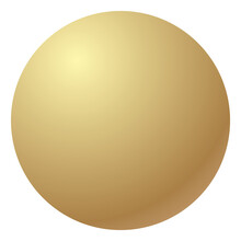 Gold Metal Sphere In Realistic Style. Rivet Screw Head