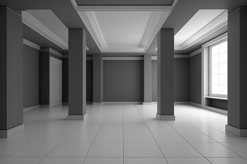 Sticker - An illustration of a modern, empty interior space. Generative AI