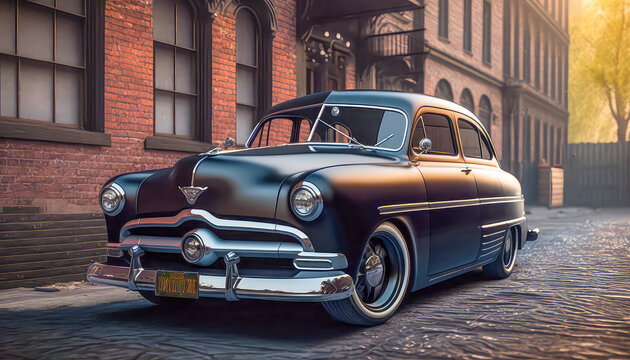 us autos aus den 50-er jahren old cars cuba retro classic abstrakte illustration gnerative ai digita