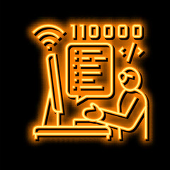 Wall Mural - developer freelance neon glow icon illustration