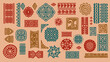 Ethnic object set, african traditional doodle elements. Vector illustration for your graphic project and print.