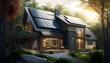 © GFX Lamine - Solar panels mounted on the roof of a beautiful home. Generative AI