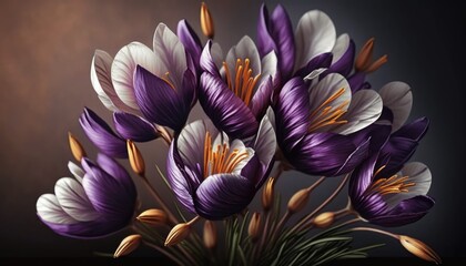 Wall Mural - Crocus flower in bloom. Closeup. Generative ai.