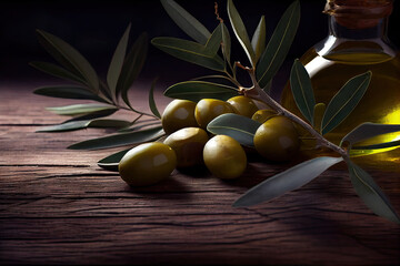 Olives extra virgin. Copy space