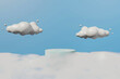 3D Rendering podium with cloud on sky background