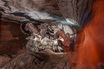 Canvas Print - Special drilling equipment in potash ore mine.