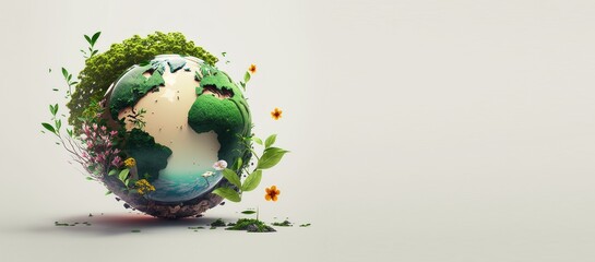 earth day concept on white background, world environment day. generative ai