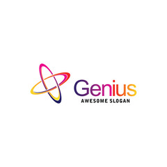 genius logo design color full illustration