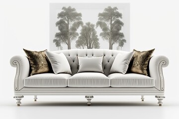 Canvas Print - a white background with a traditional, luxurious sofa. Generative AI