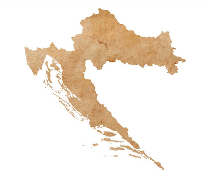 Fototapete - map of Croatia on old brown grunge paper