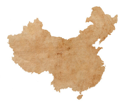 Fototapete - map of China on old brown grunge paper