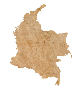 Fototapete - map of Colombia on old brown grunge paper