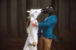 Funny wedding. Horse masks. Horse heads. April Fool's joke. 