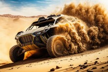 Race Off Road Vehicle In The Sahara Desert