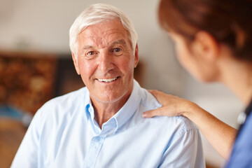 Sticker - Ive got the best support. a female nurse checking on her senior patient.