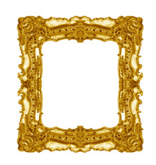 Canvas Print - antique golden frame isolated on white background