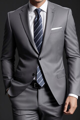 business suit detail with tie, male, created with Generative AI technology