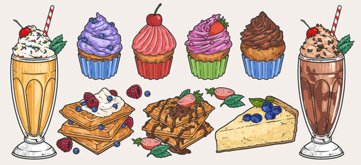 Poster - Dessert food colorful set labels