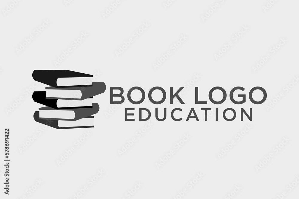 open book logo in linear style design for bookstore, book company, publisher, encyclopedia, library, education logo concept