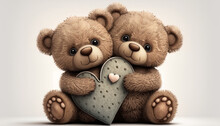 Generative Ai. Cute Teddy Bears With Love Heart