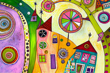 ASTROLABE Quaint Village Colorful Generative AI