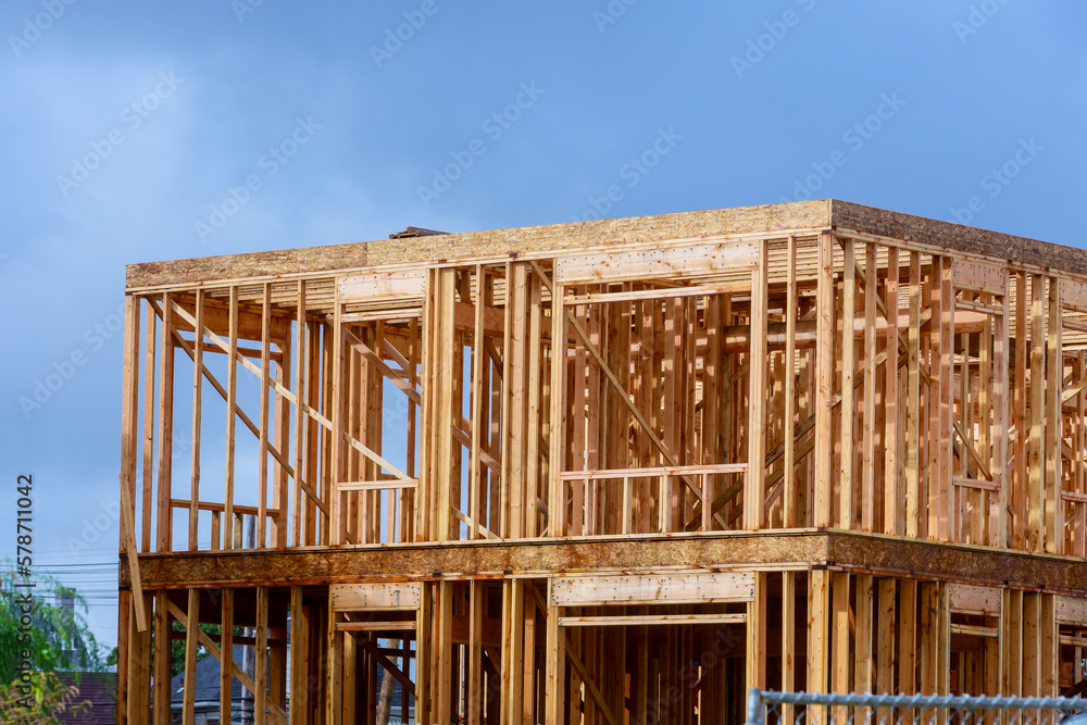 Stick house timber beams and truss frames were sourced framework ...