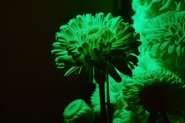 green background with flowers, generative ai