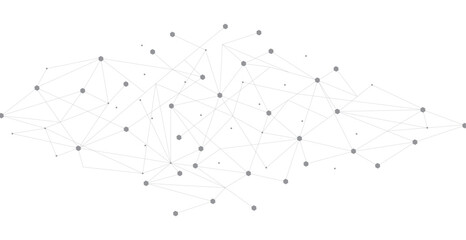 Wall Mural - grey network. abstract connection on white background. network technology background with dots and l