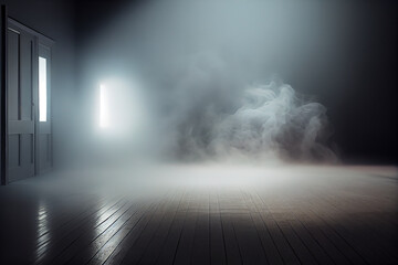 creative background concept. empty light background with smoke or fog on the floor. free space. copy