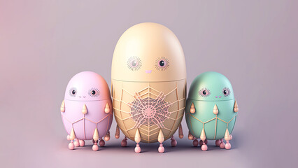 Sticker - Easter Concept with Colorful Eggs.