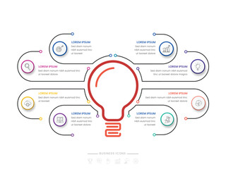 Wall Mural - Eight Options Business Infographic Template With Creative Light Bulb.