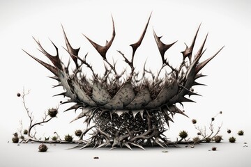 Wall Mural - A thorny crown stands out against a blank white background. Generative AI