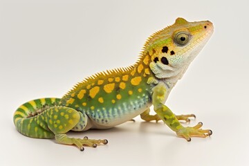 Poster - Image of a single female Chamaeleo calyptratus against a white backdrop. Generative AI