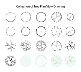illustration of landscape and gardening, collection of tree view drawing , pictures of various forms