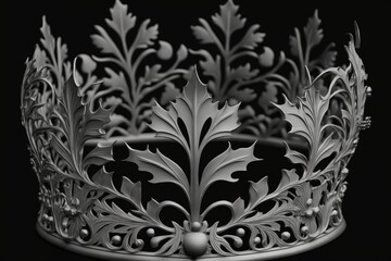 Crown of Silver on a Black Ground. Generative AI