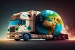 Concept Of Global Medical And Global Road Transport, Transport By Truck On The Road, Global Logistics. Generative AI