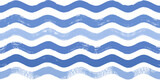 Fototapeta Boho - Seamless Wave Pattern, Hand drawn water sea vector background. Wavy beach print, curly grunge paint lines, watercolor