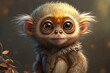 Inquisitive little monkey with large eyes and expressive face sitting on a branch, observing its surroundings with curiosity, generative ai