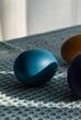 colored easter eggs on table