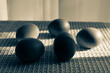 black and white eggs on table