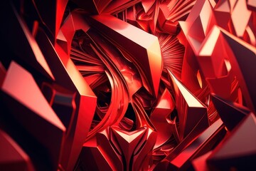 abstract red fractals background, generative ai