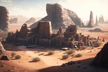 Ancient Saudi Arabian Town Of AlUla Is Surrounded By Modern Developments. Generative AI